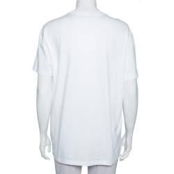 Pre Owned تي شيرت جيفنشي فينتدج قطن بطباعة الشعار أبيض بنمط واسع مقاس صغير جدًا - إكس سمول