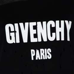Givenchy Black Logo Printed Cotton Oversized Distressed T-Shirt M