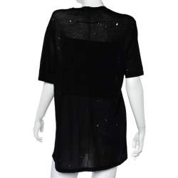 Givenchy Black Logo Printed Cotton Oversized Distressed T-Shirt M