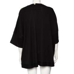 Pre Owned توب جيفنشي واسع تفاصيل كتف أزرار تريكو أسود مقاس صغير جدا