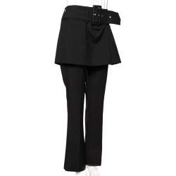 Pre Owned Givenchy Black Wool Belted Skirt Detail Trousers L