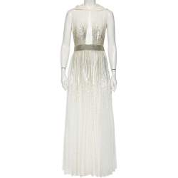 Givenchy White Silk-Georgette Embellished Hooded Gown M