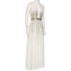 Givenchy White Silk-Georgette Embellished Hooded Gown M