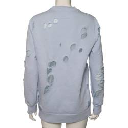 مملوكة مسبقًا سويت شيرت جيفنشي قطن أزرق فاتح بالشعار المطبوع نمط ممزق واسع مقاس صغير جدًا - إكس سمول