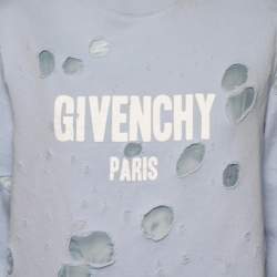 مملوكة مسبقًا سويت شيرت جيفنشي قطن أزرق فاتح بالشعار المطبوع نمط ممزق واسع مقاس صغير جدًا - إكس سمول