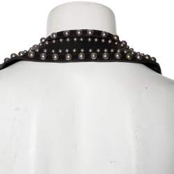 Pre Owned Givenchy Colorblock Paneled Studded Leather Backless Vest M