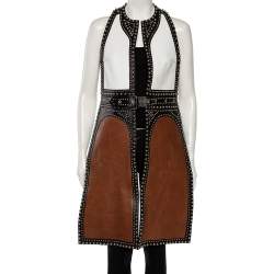 Pre Owned Givenchy Colorblock Paneled Studded Leather Backless Vest M