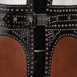 Pre Owned Givenchy Colorblock Paneled Studded Leather Backless Vest M