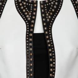 Pre Owned Givenchy Colorblock Paneled Studded Leather Backless Vest M