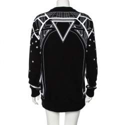 Pre Owned Givenchy Monochrome Knit Geometric Stars Print Sweatshirt S