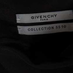 Pre Owned Givenchy Black Silk Sleeve Tie Detail Button Front Collarless Shirt M