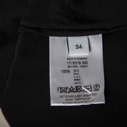 Pre Owned Givenchy Black Silk Sleeve Tie Detail Button Front Collarless Shirt M