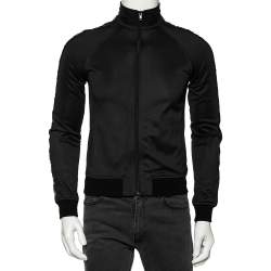 Givenchy Black Jersey Logo Trimmed Bomber Jacket M