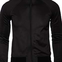 Pre Owned جاكيت جيفنشي بومبر جيرسيه أسود بحافة مزينة بالشعار مقاس متوسط - ميديوم