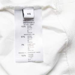 مملوكة مسبقًا Givenchy White Cotton Logo Embroidered Batwing Sleeve Top XS