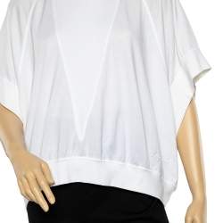 مملوكة مسبقًا Givenchy White Cotton Logo Embroidered Batwing Sleeve Top XS