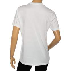 Pre Owned Givenchy White Logo Printed Cotton Crewneck T-Shirt XS