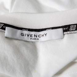 Pre Owned Givenchy White Logo Printed Cotton Crewneck T-Shirt XS