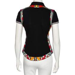 Givenchy Black Rottweiler Printed Cotton Pique Contrast Trimmed Polo T-Shirt M