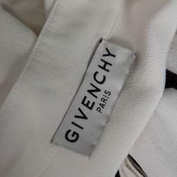 Pre Owned بلوزة جيفنشي حرير أبيض مزينة وشاح مزخرف شعار الماركة أكمام طويلة مقاس صغير (سمول)