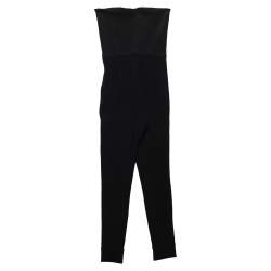 Givenchy Black Knit and Jersey Strapless Jumpsuit XS