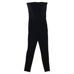Givenchy Black Knit and Jersey Strapless Jumpsuit XS