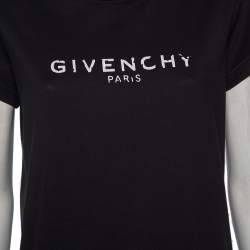 Pre Owned Givenchy Black Cotton Faded Logo Printed Crewneck T-Shirt S