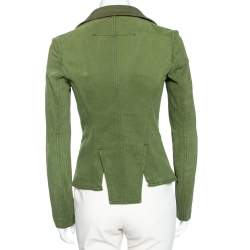 Pre Owned Givenchy Olive Green Cotton Detachable Collar Single Breasted Jacket M