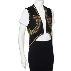 مملوكة مسبقًا Givenchy Black Cotton Studded Sleeveless Cropped Shrug S