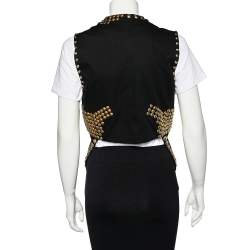 مملوكة مسبقًا Givenchy Black Cotton Studded Sleeveless Cropped Shrug S