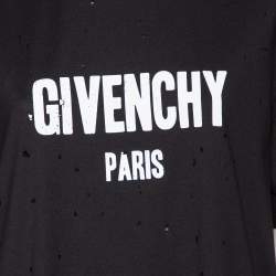 Givenchy Black Distressed Logo Printed Cotton Oversized T-Shirt M