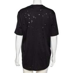 Givenchy Black Distressed Logo Printed Cotton Oversized T-Shirt M