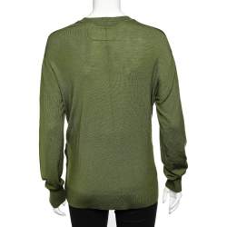 Givenchy Green Wool Side Button Detail Sweater M