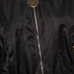 Givenchy Black Synthetic & Rib Knit Trimmed Zip Front Bomber Jacket S