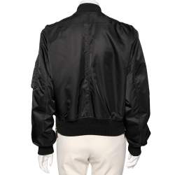 Givenchy Black Synthetic & Rib Knit Trimmed Zip Front Bomber Jacket S