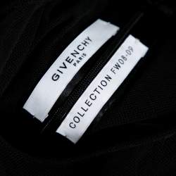Givenchy Black Silk & Mesh Paneled Plisse Trimmed Blouse M