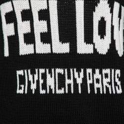 Pre Owned بلوفر جيفنشي تريكو بطبعة آي فيل لوف أسود مقاس صغير - سمول