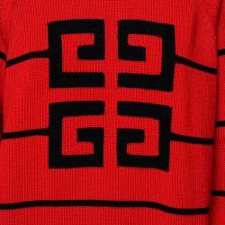 Givenchy Red Logo Intarsia Knit Oversized Sweater S