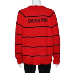 Givenchy Red Logo Intarsia Knit Oversized Sweater S