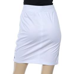 Pre Owned Givenchy White Jersey Logo Detail Track Mini Skirt S