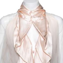 Givenchy Pink Silk and Mesh Ruffle Front Tulle Maxi Dress M