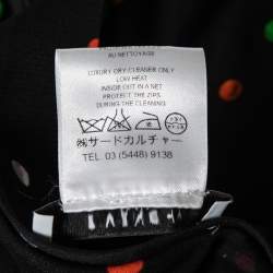 Pre Owned Givenchy Black Confetti Polka Dot Printed Silk Jersey Draped Skirt M
