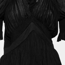 Givenchy Black Stretch Knit Ruched Draped Top M