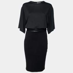 Givenchy Black Stretch Knit & Satin Trim Detailed Dress M