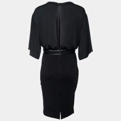 Givenchy Black Stretch Knit & Satin Trim Detailed Dress M