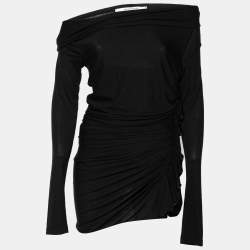 Givenchy Black Knit Side Pleated and Ruffle Detail Top M