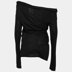 Givenchy Black Knit Side Pleated and Ruffle Detail Top M
