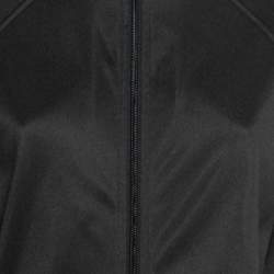 Pre Owned Givenchy Black Jersey Logo Tape Trimmed Zip Front Jacket M