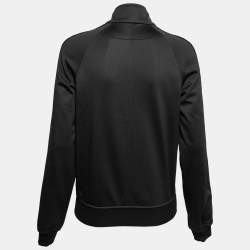 Pre Owned Givenchy Black Jersey Logo Tape Trimmed Zip Front Jacket M