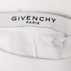 Pre Owned Givenchy White Logo Print Distressed Cotton Short Sleeve T-Shirt XS